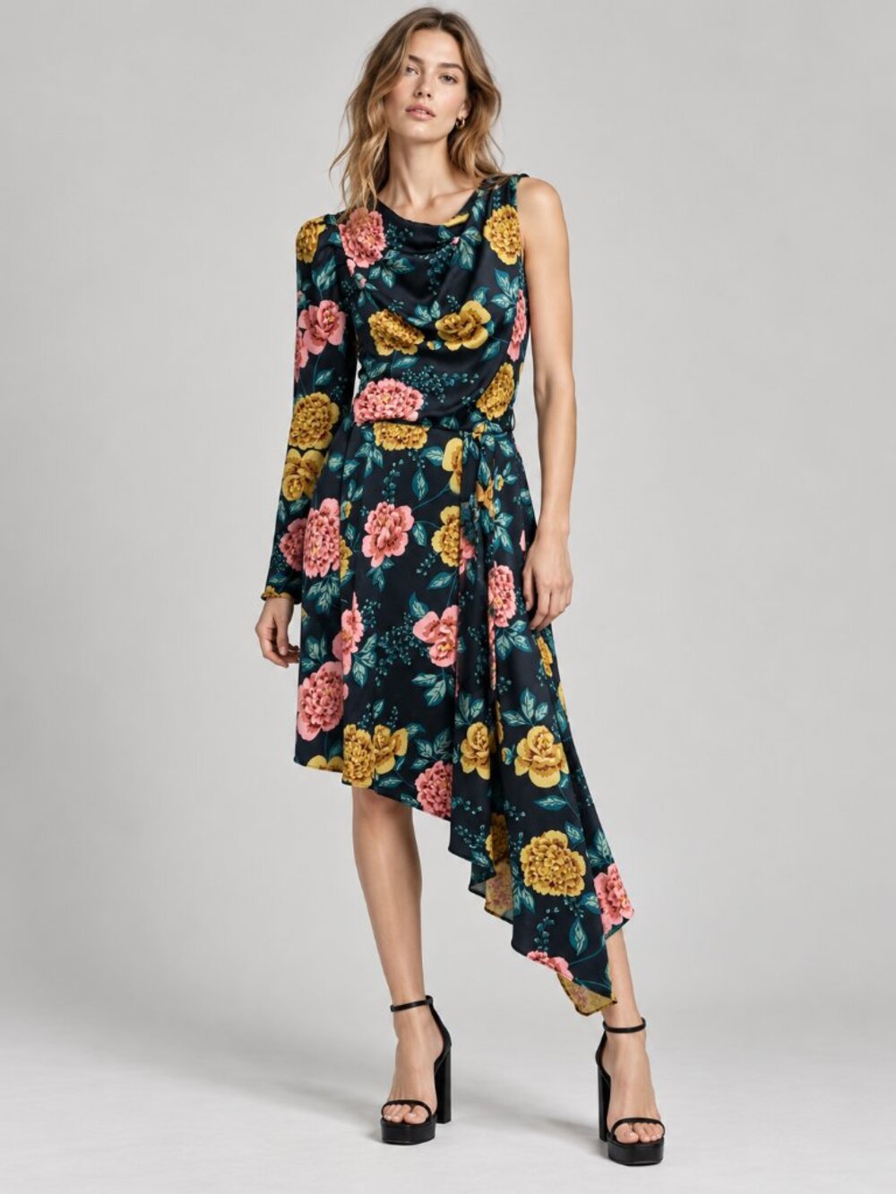 Topshop Asymmetrical Midi Dress